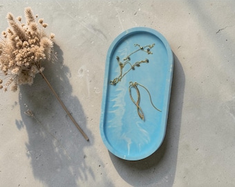 Luxury Jesmonite Jewelry Tray | Soft Blue Marble