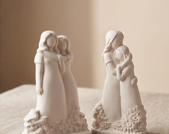 Modern Family Sculpture | Handmade Jesmonite Home Decor | Minimalist Shelf Ornament | Contemporary Statue | Housewarming Gift