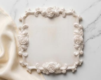 Vintage Rose Jewellery Tray, Handmade Jesmonite Trinket Dish, Floral Vanity Tray, Ring Holder, Decorative Catchall Tray, Cottagecore Decor