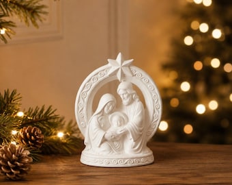 Handmade Jesmonite Nativity Scene | Holy Family Christmas Decor | Modern Christian Ornament | Religious Christmas Gift | Minimalist Christma