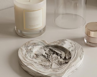 Heart Coaster, Handmade Jesmonite Trinket Dish, Marble Heart Jewellery Tray, Candle Coaster, Ring Dish, Home Decor Gift for Her