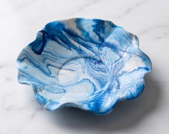 Marble Lotus Jewellery Dish, Handmade Flower Trinket Tray, Ring Dish, Decorative Coaster, Vanity Decor Gift