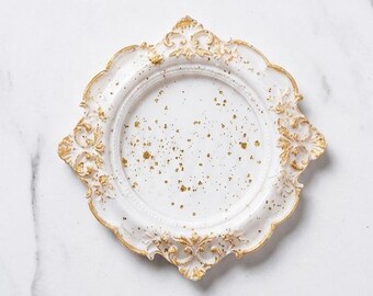 Vintage Jesmonite Trinket Dish, Handmade Jewellery Tray, Ring Holder, Decorative Vanity Dish, Luxury Catchall Tray, Gift for Her
