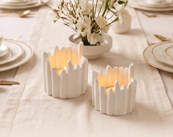Jesmonite Tealight Holders Set of 2, Architectural Candle Holders, Scandinavian Table Decor, Modern Home Accessories, Handmade Gift