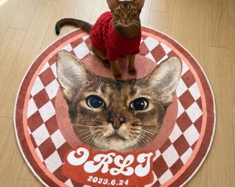 Custom Dog or Cat Portrait Rug, Personalized Pet Rug, Handmade bedroom Rugs, custom cat portrait,  Personalized Gift, Gifts for Pets