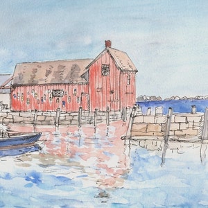 Motif #1, Famous Rockport Mass, New England Fishing village, scenic landscape seascape print, 8.5x11wall decor Home & Living color, Print