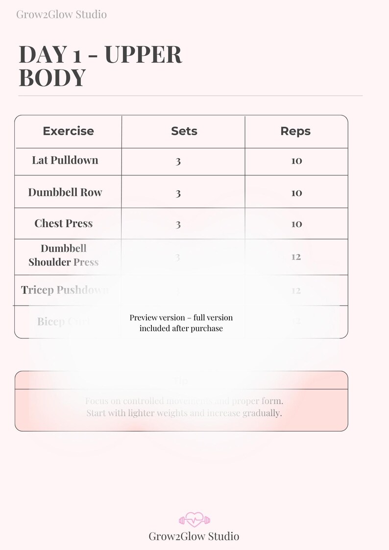 Beginner Strength Plan PDF | 4 Week Workout Plan | Gym Routine for ...