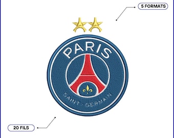 Paris Saint-Germain F.C. Logo Embroidery Design 2 Stars Champions League 2026 | PSG Embroidery File | Instant Download | Machine Embroidery