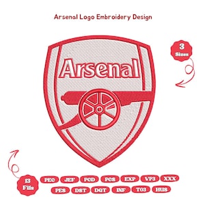 Arsenal F.C. Arsenal Outline Logo Embroidery Design | Arsenal Crest Embroidery File | Instant Download Machine Embroidery Pattern | Football