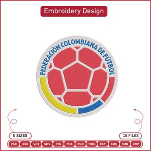 Colombia National Football Team Embroidery Design, Colombian Soccer Federation Logo, FCF Crest, Football Badge, Sports Patch Download