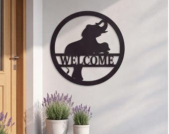 Elephant Monogram Metal Wall Art, Personalized Elephant Name Sign, Custom Safari Decor, Jungle Nursery Accent, Elephant Lover Gift