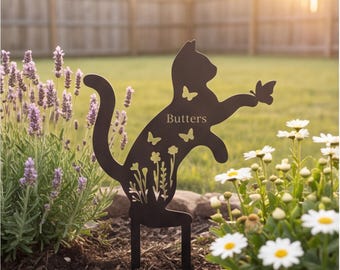 Pet Garden Decor, Pet Metal Sign, Cat Memorial Stake, Custom Cat Name Yard Stake , Pet Grave Marker, Sympathy Gift