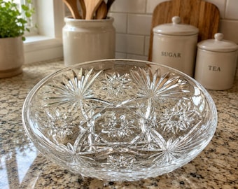 Vintage Anchor Hocking EAPC Prescut Star of David Glass Bowl | Early American Pattern Clear Pressed Glass Serving Bowl | Farmhouse Decor