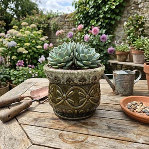 Vintage Hull USA Brown Drip Glaze Planter – Mid Century Ceramic Cache Pot – Retro Boho Succulent Planter