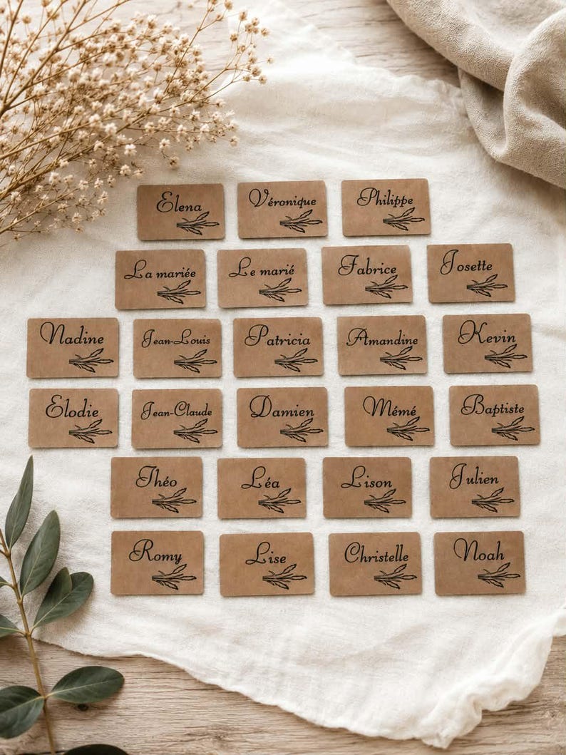 Personalized Kraft Paper Place Cards - Kraft Paper Place Cards - Place ...