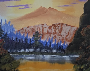 Cuadro de 18x24 pulgadas al estilo de Bob Ross, realizado en acrílico.