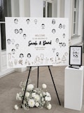 Draw Your Face Wedding Guest Book Alternative, Fun Wedding Reception Game, Interactive Doodle Guestbook, Arch Wood Custom Portrait Sign product logo