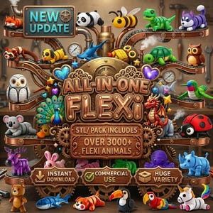 3000+ Mini Flexi Tiere STL Bundle | Schlüsselanhänger, Fidget Toys (3MF Download)