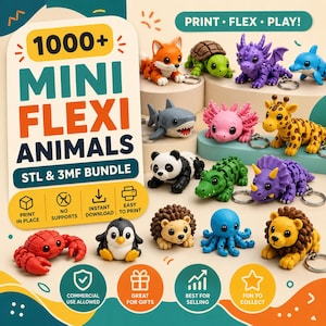 1000+ Mini Flexi Animals STL Bundle | Articulated 3D Print Files