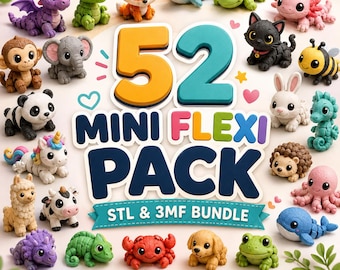 52 Mini Flexi Animals STL Files – Easy 3D Print Bundle (Digital Download)