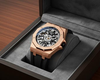 Reloj automático esqueleto de lujo para hombre – Correa de silicona, resistente al agua, luminoso, deportivo