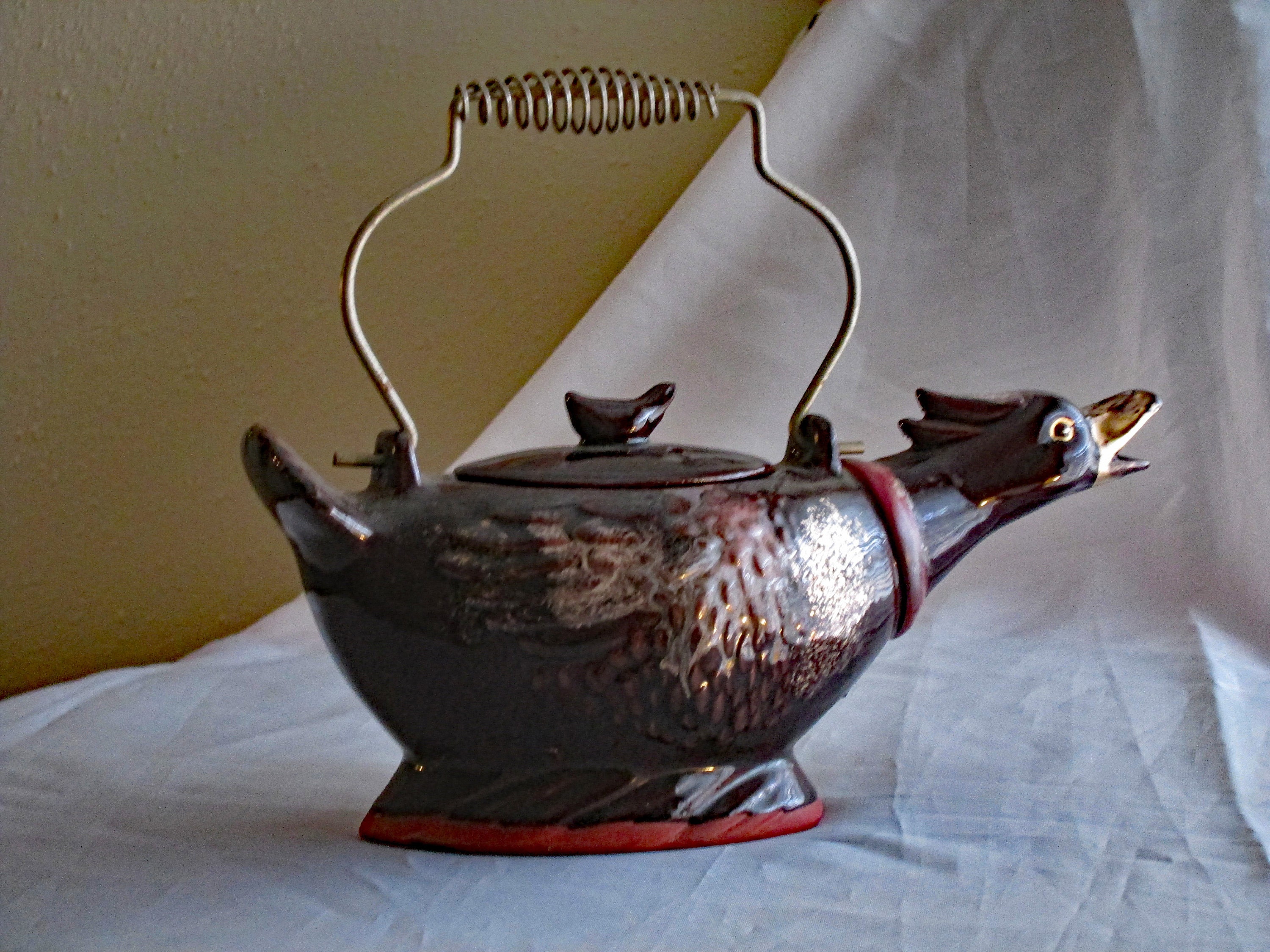 Mid Century Duck Redware Japanese Teapot With Wire Handle Etsy Singapore