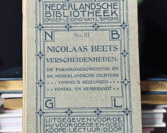 Antik holländsk bok Nicolaas Beets Verscheidenheden Nederlandsche Bibliotheek Linneomslag 1906-1907