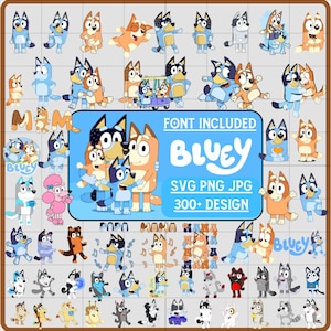 Paquete gigante de Bluey Bingo PNG SVG, Familia Bluey PNG, Bluey y amigos, Bluey y Bingo PNG, Sublimación de Bluey, Imágenes prediseñadas de Bluey, Perro Bluey Bingo