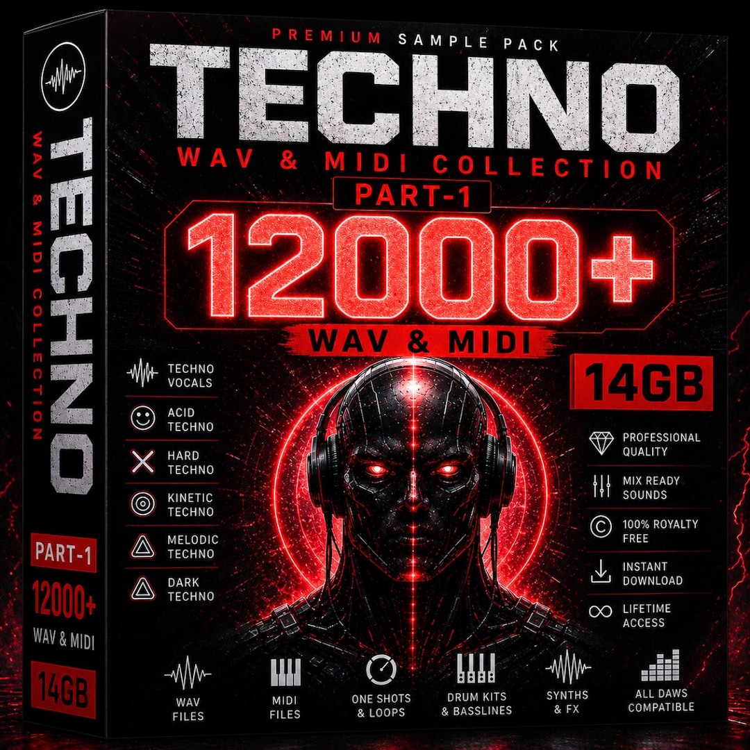 Techno Sample Pack Part 1 | 12000+ WAV and MIDI Files | Hard Techno ...