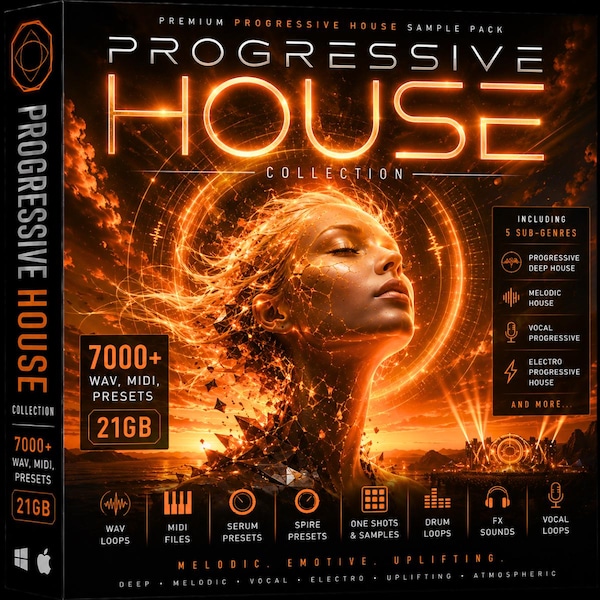 Paquete de samples de Progressive House / Más de 7000 archivos WAV, MIDI y presets / Colección de Melodic House, Vocal Progressive y Electro House