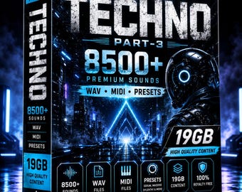 Techno Sample Pack Part 3 | 8500+ WAV, MIDI, Presets Files | Hard Techno, Acid Techno, Dark Techno, Melodic & Industrial Sounds