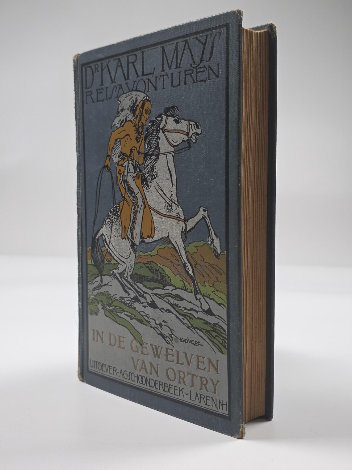 1920s Karl May Adventure Book Antique Dutch Illustrated Hardcover In de gewelven van Ortry, foto 4 de 5