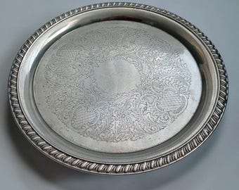 Bandeja de servir Leonard Silverplate atemporal, ovalada, ornamentada, fabricada en EE. UU., bandeja decorativa retro, vajilla, decoración de mediados de siglo.