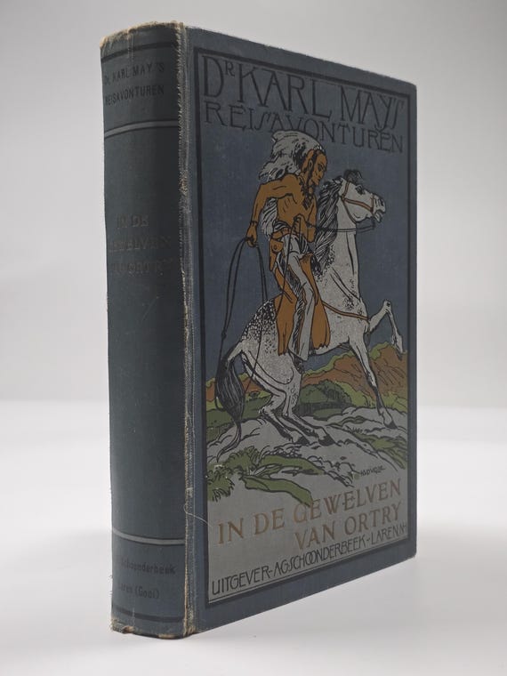 1920s Karl May Adventure Book Antique Dutch Illustrated Hardcover In de gewelven van Ortry