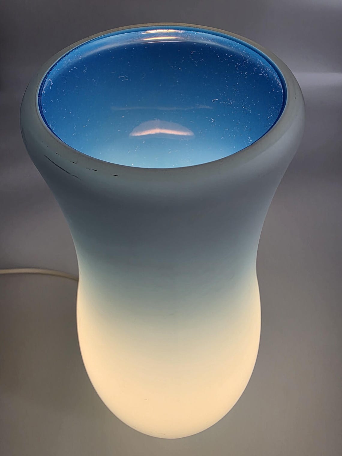 IKEA Mylonit B0217 Vintage Glass Table Lamp, Blue White, K. Leibel & K. Andreasson, 1990s, foto 3 di 5