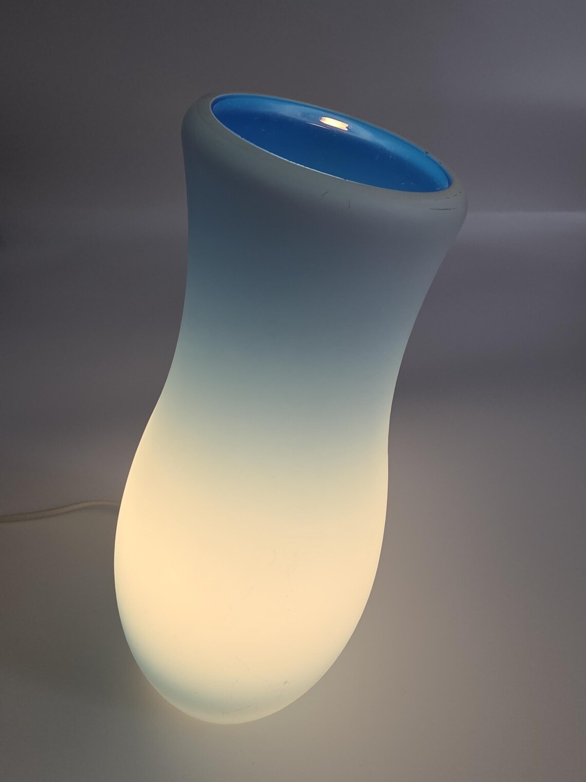 IKEA Mylonit B0217 Vintage Glass Table Lamp, Blue White, K. Leibel & K. Andreasson, 1990s, foto 4 di 5