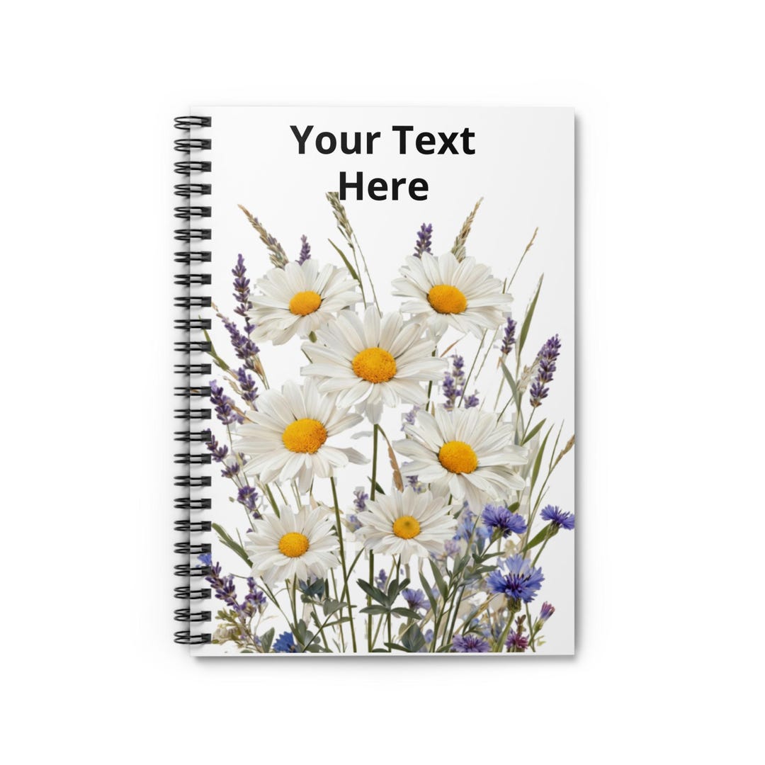 Daisy Wildflower Bouquet Spiral Notebook | Personalized Ruled Journal ...