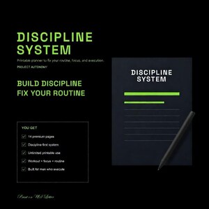Planificateur de système disciplinaire | Suivi des habitudes | Détox de dopamine | Agenda quotidien | Journal de gym | Planificateur de productivité