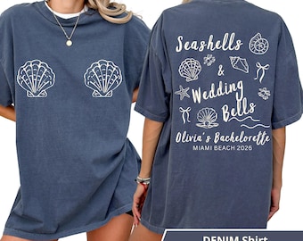 Seashells and Wedding Bells Bachelorette Shirt, Beach Bach Cover Up, Coastal Bridal Party Tee, Bride Squad Outfit, Key West Girls Trip Shirt