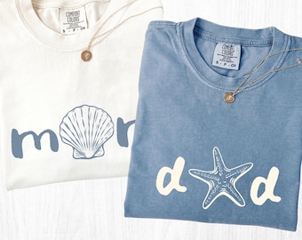 Mom Dad Matching of the Birthday Coastal Shirts, 1st Birthday Party T-shirts, Seashell Starfish Tee, Parents Outfit, Summer Vacation Shirt