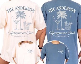 Custom Honeymoon Club Shirt Comfort Colors Couples Honeymoon Vacation T-shirts Mr and Mrs Tee Honeymoon Gift For Newlywed Just Married Shirt