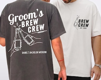Bachelor Party Shirt Personalized Brewery Tour Tee Comfort Colors Groom’s Brew Crew T-Shirt Matching Groomsmen Outfit Bachelor Weekend Gift