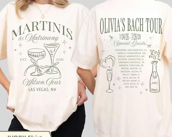 Martini Bachelorette Comfort Color Shirt Custom Name Bachelorette Tour Shirts Bach Tour Shirt Bridal Party Gift Tee Gifted Bridesmaid Shirt