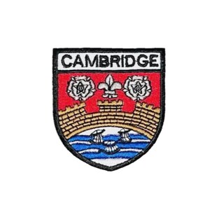 Embroidered Cambridge Crest Shield Patch | City Travel Souvenir Iron and Sew On Badge