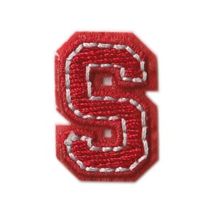 Red Varsity S Letter Patch | Embroidered College Style Iron and Sew On