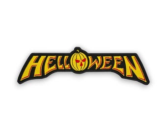 Halloween Rocker Patch | Embroidered Pumpkin Biker Jacket Vest Iron On and  Sew On