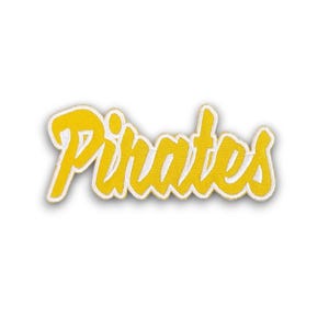 Pirates Script Embroidered Patch | Yellow Team Style Jacket Hat Applique Iron On / Sew On