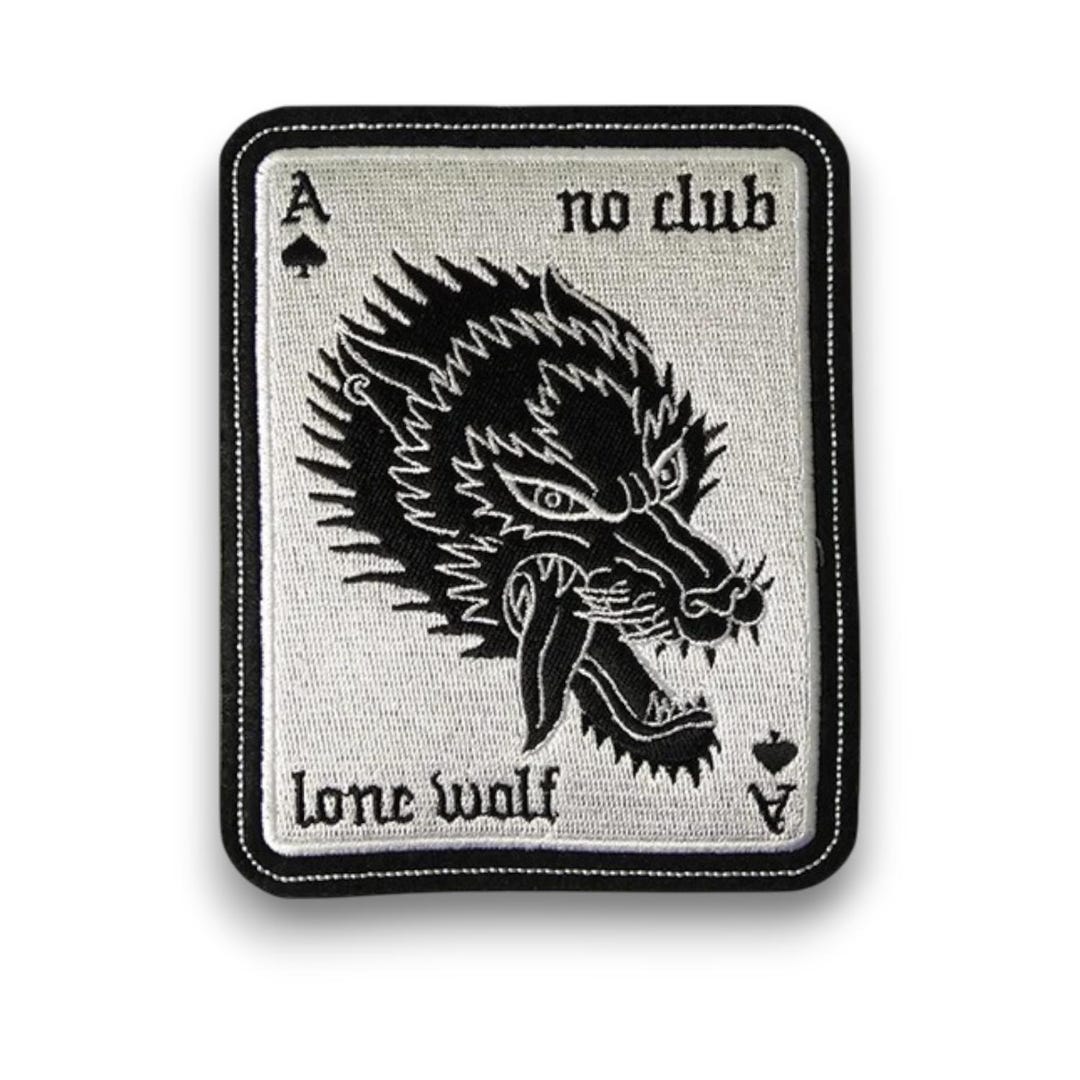 Lone Wolf Embroidered Patch No Club Biker Iron on Motorcycle Vest ...