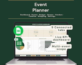 Foglio di calcolo per la pianificazione di eventi / Strumento di monitoraggio multi-evento per compleanni, baby shower, feste aziendali e natalizie / Excel + Fogli Google