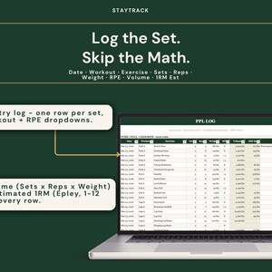 Workout Program Library Spreadsheet | Push Pull Legs, 5-3-1 & Upper Lower Split | Excel + Google Sheets Gym Tracker with 1RM + PR Board image 4